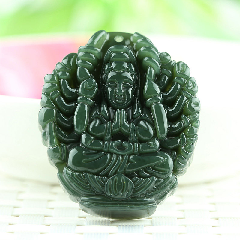 千手观音玉佩天然挂件送证书