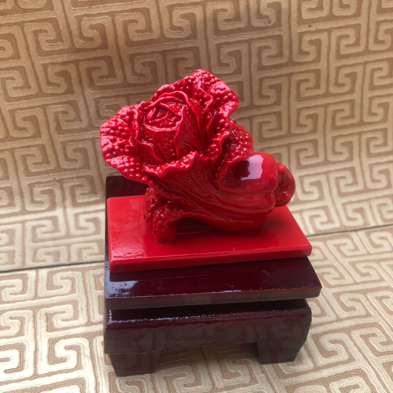 大白菜台湾朱砂帝王红摆件送证书