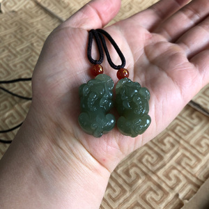 天然新疆和田老料貔貅吊坠男女情侣款项链玉石皮丘随身挂件送证书