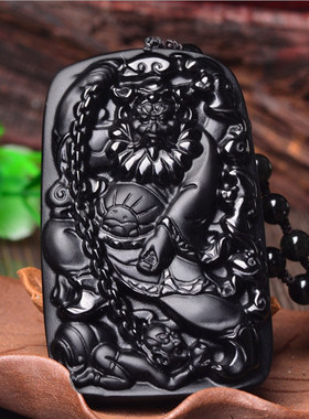 黑曜石天师钟馗玉佩吊坠送证书