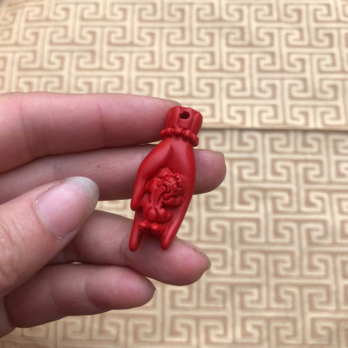 台湾天然朱砂貔貅发财手吊坠男女项链挂件送证书