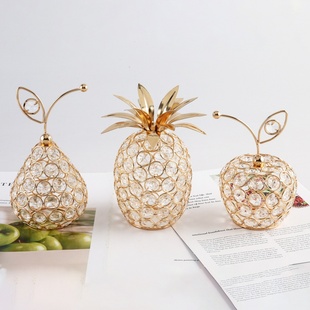 水晶菠萝苹果雪梨轻奢摆件跨境热销家居婚庆装饰创意样板间工艺品
