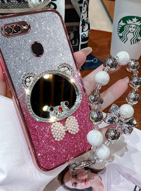 oppoA7x手机壳oppo A7保护A7n硅胶套A7全包opa防摔PBBM00闪粉带镜子oppoax7软壳opooa男女oopoa0pp0opopa新款