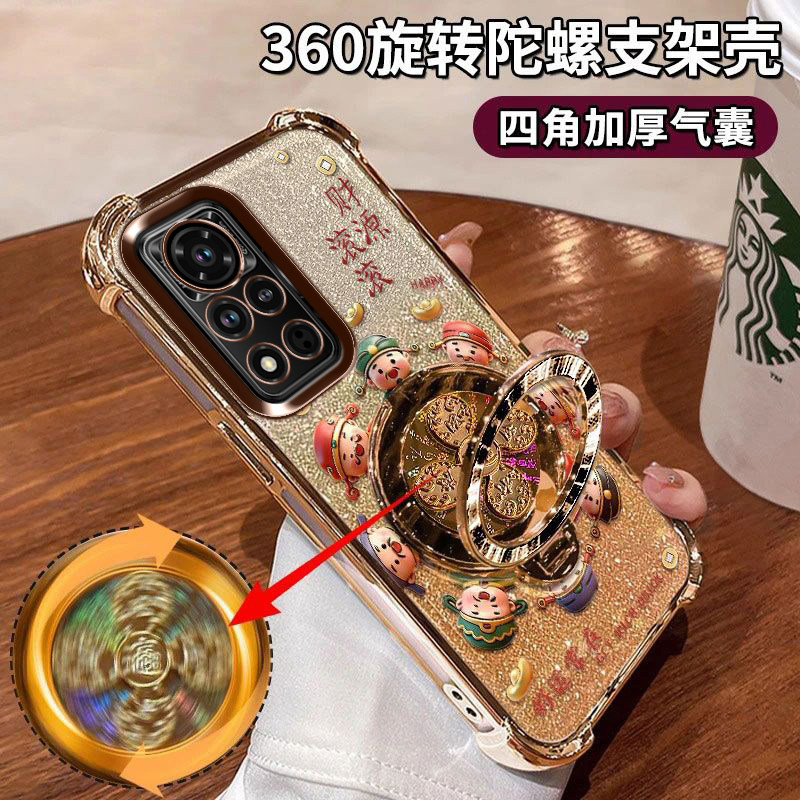适用于华为荣耀v40手机壳四角气囊YOK一AN10硅胶软套5G全包镜头膜honor保护套v40可爱少女风YOKAN时尚个性v4o