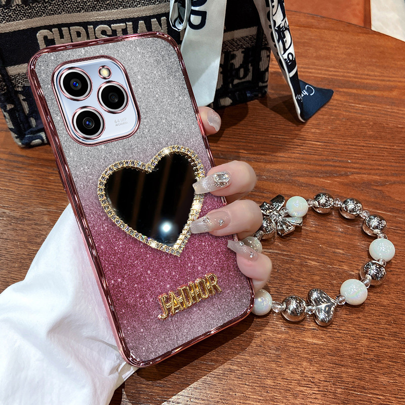 华为荣耀60se创意手机壳带镜子钻