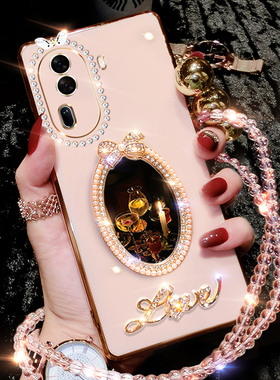 oppoReno11手机壳Reno11pro保护套Reno11por新款镜子oppo全包opopreno11防摔0ppoReno曲屏外壳0pp0男5G女por