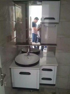 新款80公分卫生间PVC浴室柜带切角宽39公分 配凤凰石台面 包邮