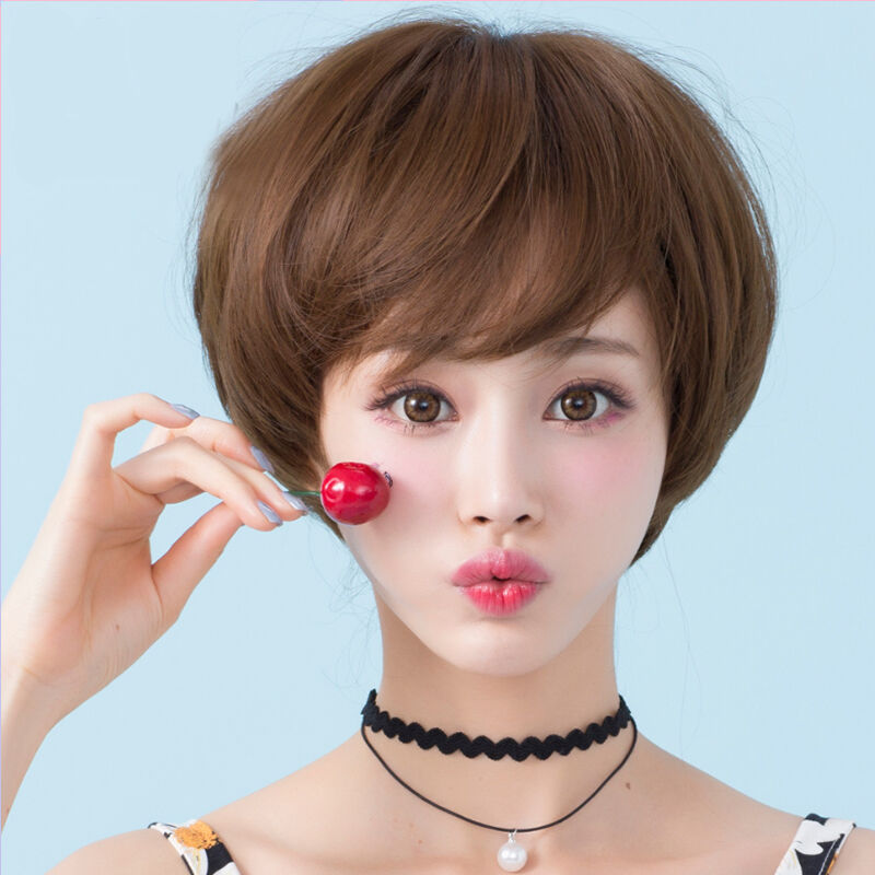 bobo头韩国刘海中分假发女短发