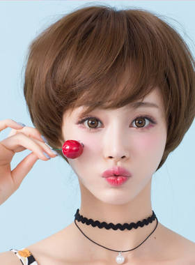 bobo头韩国刘海中分假发女短发