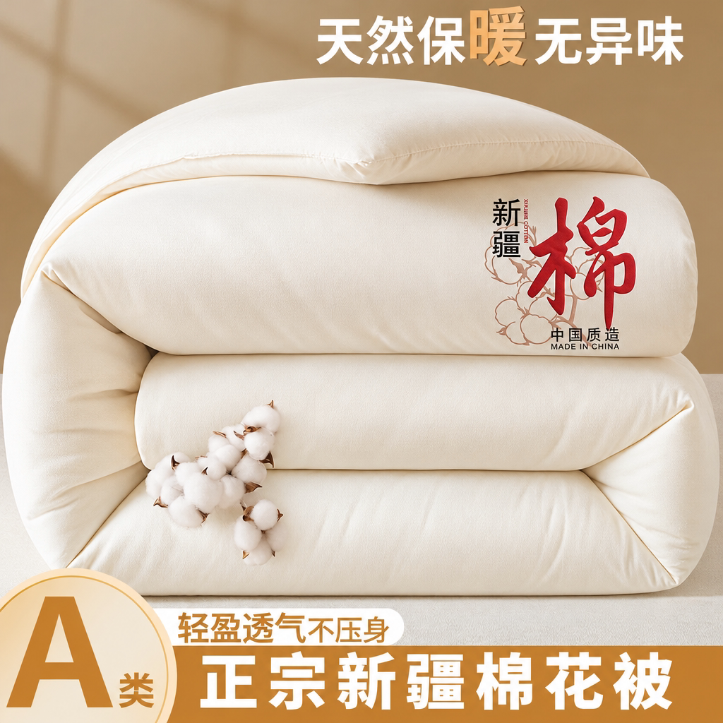 新疆纯棉花被软糯亲肤吸湿透气