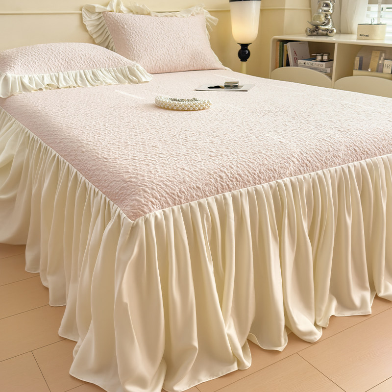 冰豆豆凉感床裙夏季冰丝席床罩可机洗床笠式床垫保护套a类母婴级