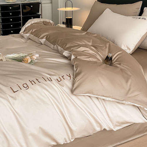 新疆长绒棉贡缎刺绣被套四件套