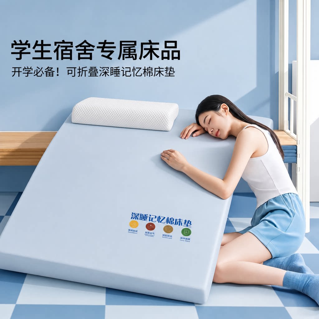 热销推荐90x190cm学生宿舍床垫记忆棉软垫子乳胶垫床上用品可折叠