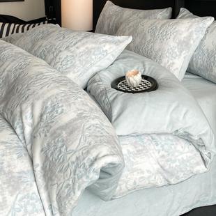 高端床上四件套牛奶绒冬季加厚珊瑚绒床单被套床笠款毛绒保暖床品
