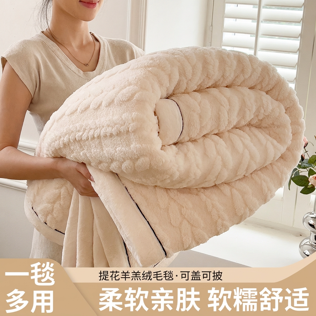 牛奶绒毛毯冬季加厚午睡盖毯