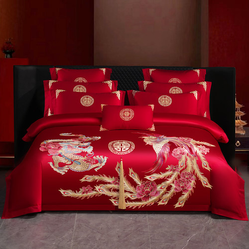高端婚庆床上四件套红色婚房喜被