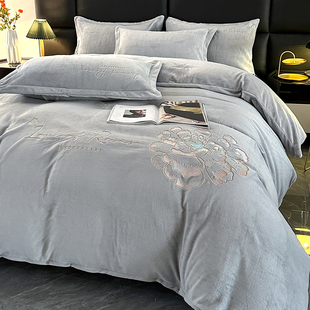 冬天加绒床上四件套牛奶绒毛绒床单被套冬绒加厚珊瑚绒被单罩床品