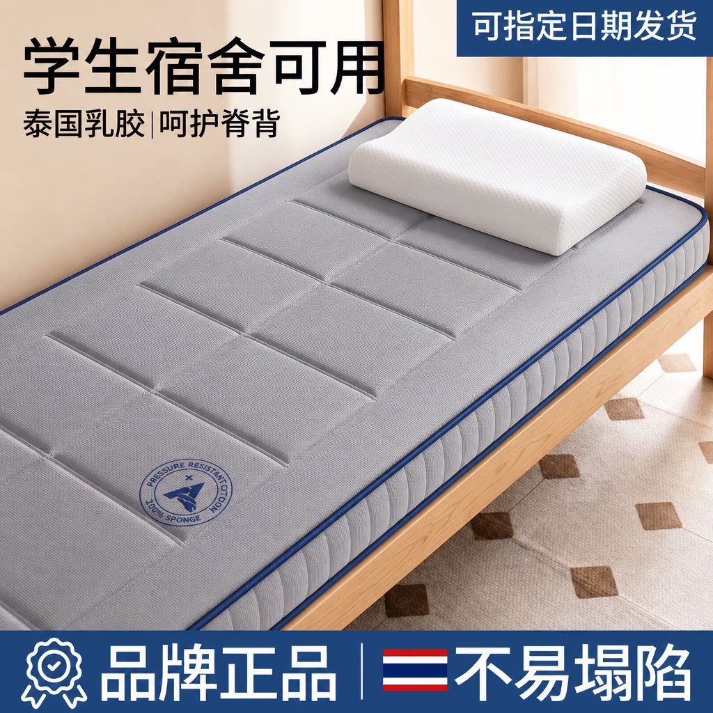 乳胶记忆棉床垫学生宿舍单人可折叠抗菌深睡高中生专用床褥垫垫被