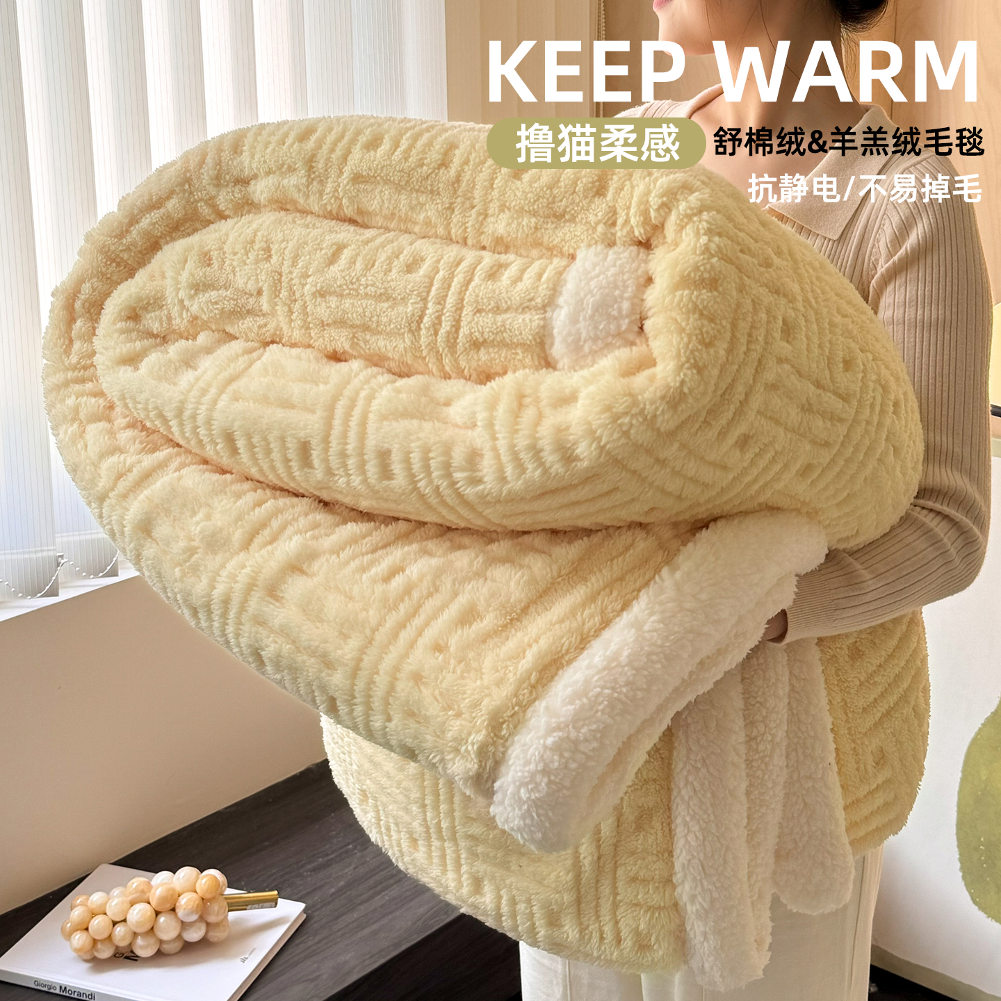 羊羔绒毛毯冬季加厚盖毯保暖加绒