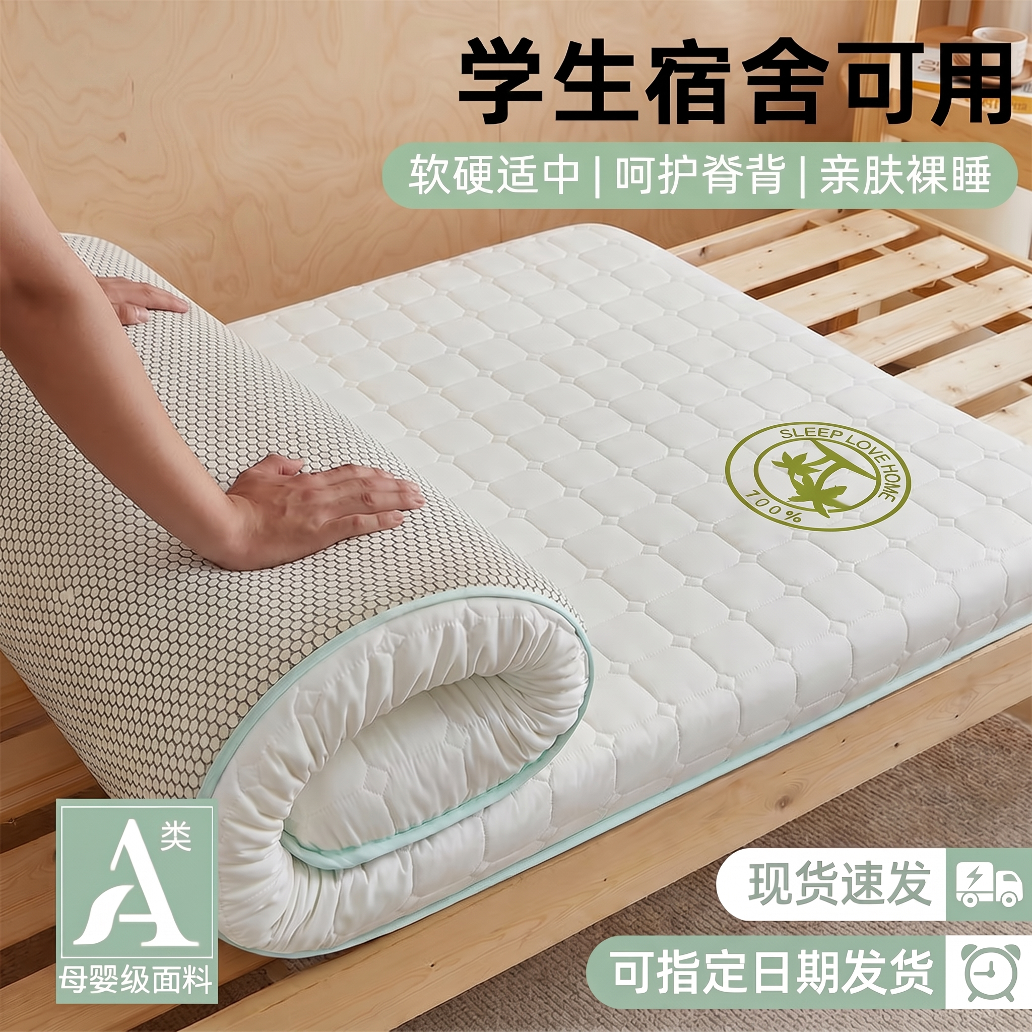2026新款磨毛棉花床垫学生宿舍单人记忆棉垫子可折叠护脊助眠软垫