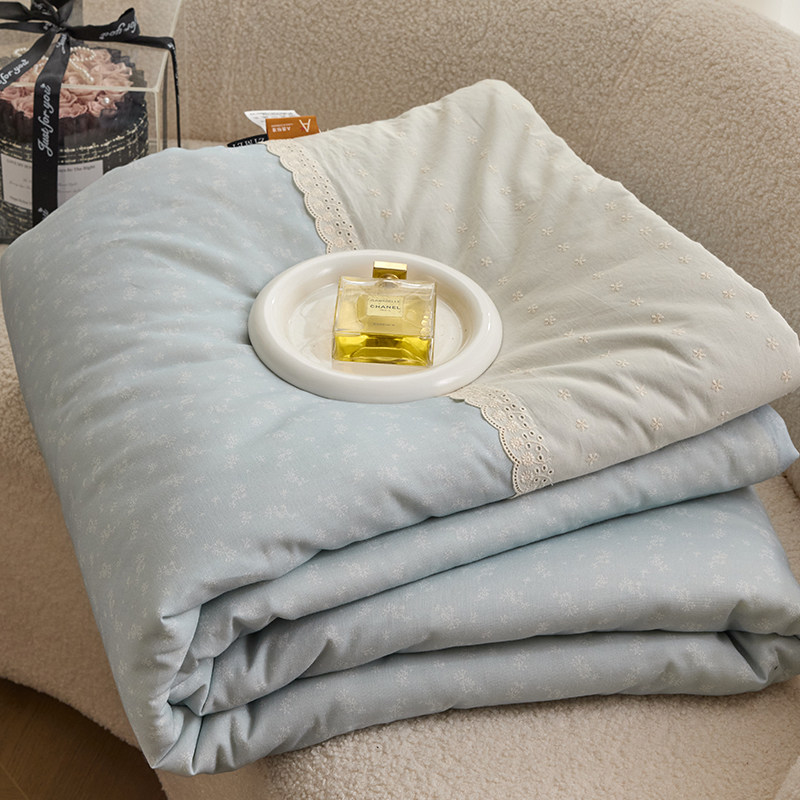 a类母婴级全棉双层纱花边夏被空调被夏季可机洗纯棉夏凉被薄被子