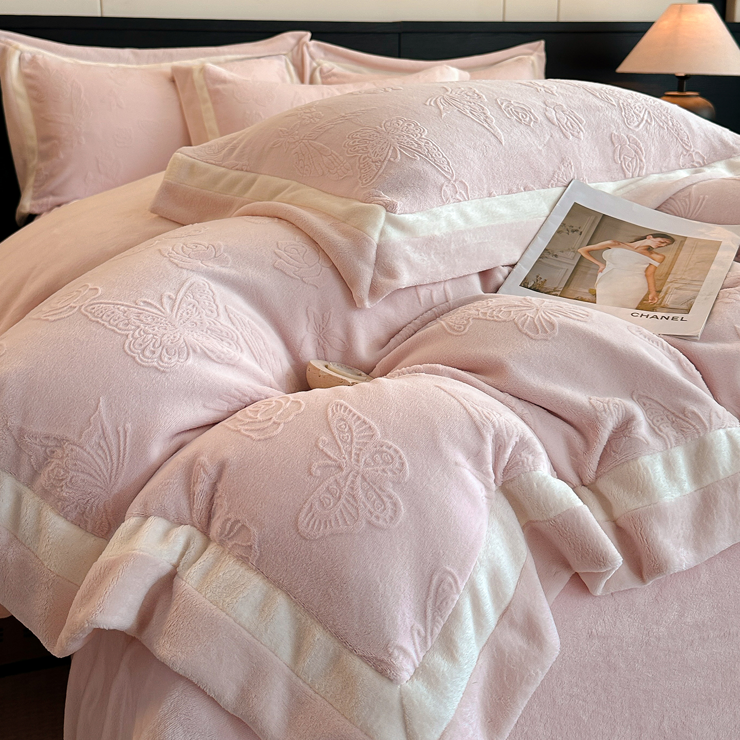 雕花牛奶绒四件套冬季加厚保暖