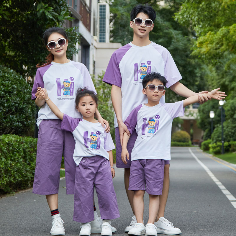 2025新款亲子装一家三口四口夏高端大码时尚母子母女T恤全家套装