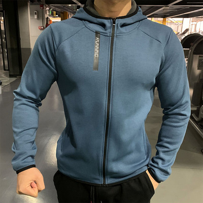 运动连帽外套男加绒保暖健身长袖