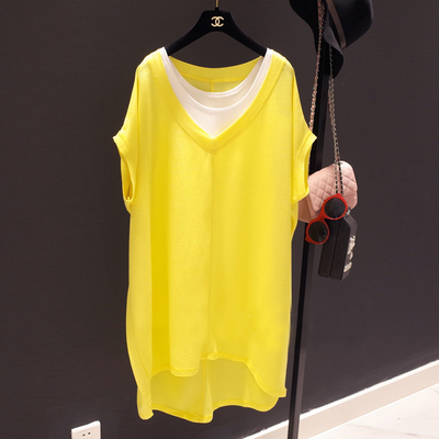 中长款纯色上衣夏两件套