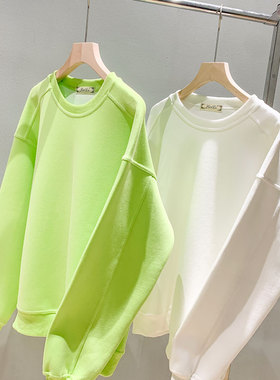 设计感小众薄款长袖卫衣女2025春秋装新款宽松小个子加绒纯色上衣