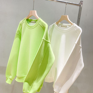 新款 卫衣女2025春秋装 宽松小个子加绒纯色上衣 长袖 设计感小众薄款