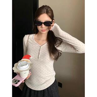 太爱啦!!【纯欲波点】韩系校园风打底长袖t恤女INS秋冬款保暖上衣