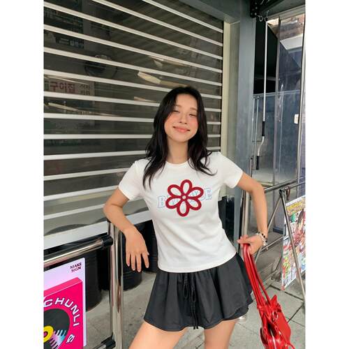 夏季韩系白色修身短袖T恤女