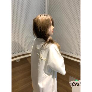 情侣宽松oversize设计感上衣 t恤女夏季 美式 高街立体珍珠刺绣短袖