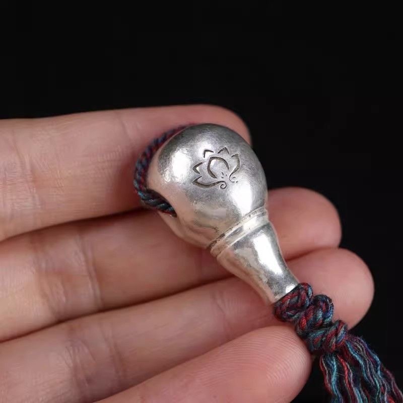 925银藏式莲花三通一体种子字佛头文玩配饰菩提百香籽diy手串配件