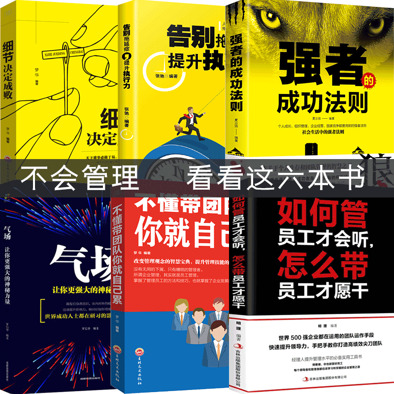 6册 管理书籍不懂带团队你自己累气场如何管员工才会听怎么带员工才肯干强者成功法则告别拖延症物业餐饮酒店管理与经营书籍书籍