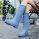 韩国学生雨靴女防水户外工作胶鞋 女士中高筒水鞋 高筒 雨鞋 时尚