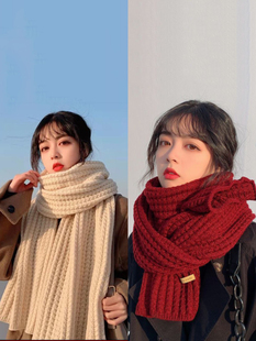 2023韩版 情侣加厚 高级感新款 围巾女冬季 保暖针织围脖百搭可爱少女