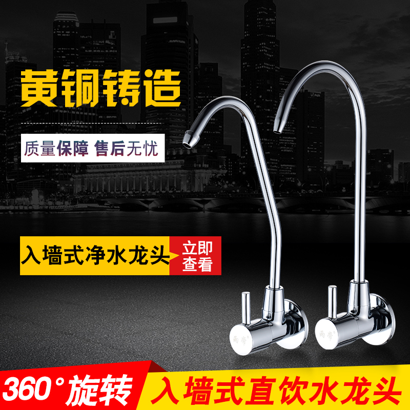 纯净水龙头全铜除铅家用净水器厨房直饮水龙头单冷入墙式4分