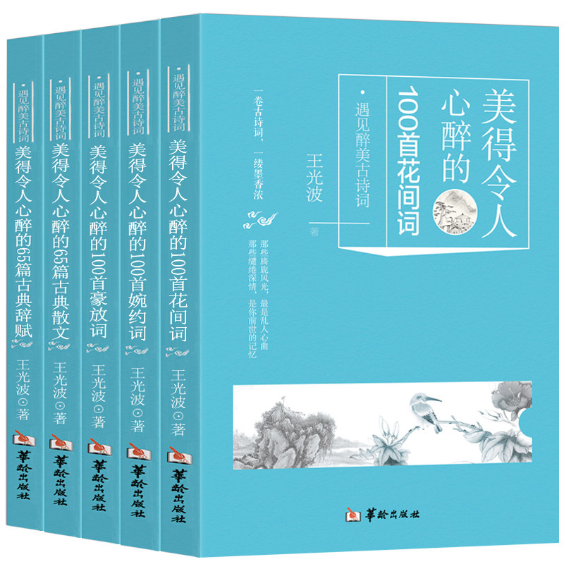 古诗词鉴赏正版5册 美得令人心醉的100首花间词+豪放词+婉约词+65篇古典散文+古典辞赋 古诗词歌赋鉴赏赏析书籍大全文学书籍畅销书