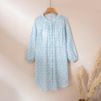 纱布月子服夏季薄款产后双层纯棉喂奶家居服哺乳孕妇睡衣女春秋 — 6