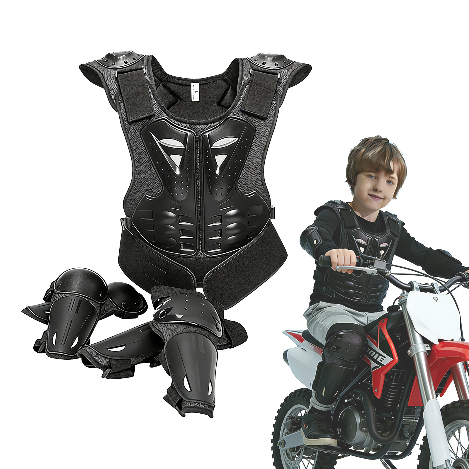儿童护甲衣摩托车越野赛车滑板护具溜冰防摔护胸护背护膝护肘