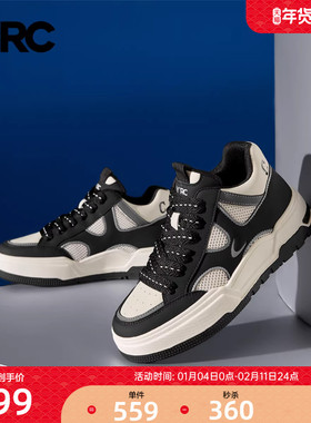 YRC板鞋女新款秋季商场同款百搭增高厚底系带时尚拼色休闲鞋