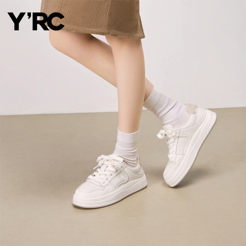 YRC简约百搭学院小白鞋女2026春季新款运动平底透气舒适休闲板鞋