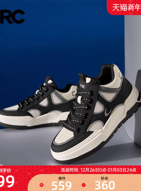 YRC板鞋女新款秋季商场同款百搭增高厚底系带时尚拼色休闲鞋