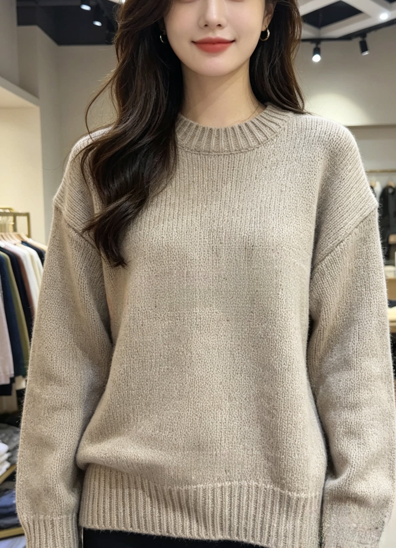 20秋冬新款圆领纯色毛衣女休闲毛针织衫