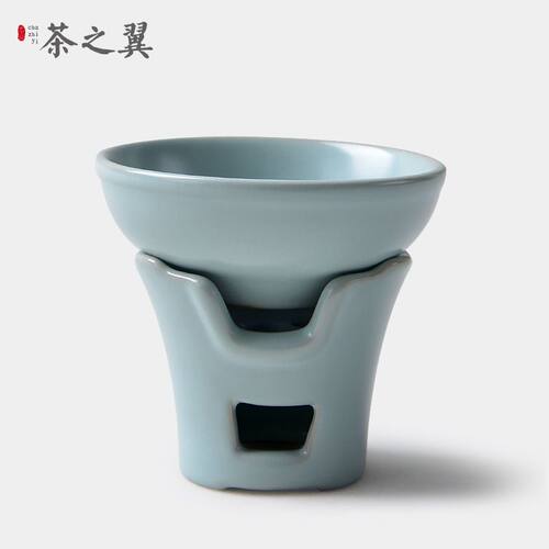 汝窑开片功夫茶具茶滤套装茶道零配件不锈钢网陶瓷双层过虑茶漏