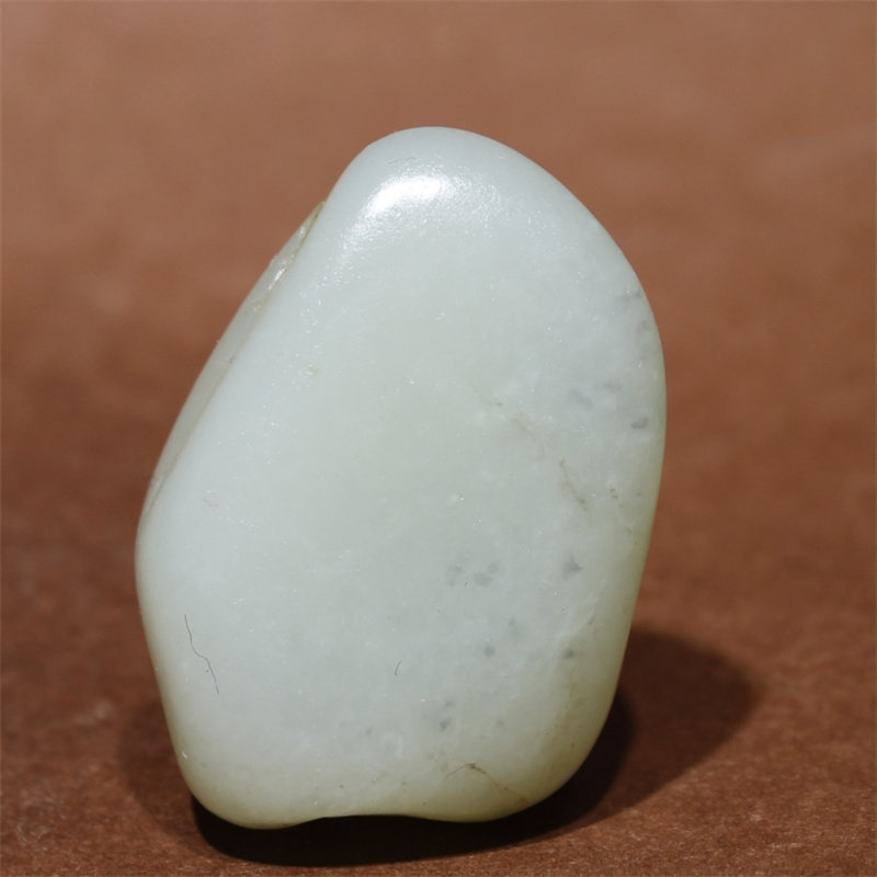 23克点墨白玉原石手把件吊坠玉龙河真皮独籽和田玉天然玉石挂件籽