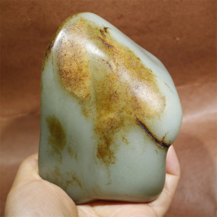 560克新疆和田玉籽料原石天然玉石雕刻料僵皮细肉青白玉摆件油润