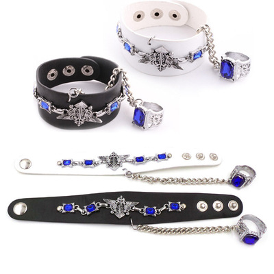 黑执事手链戒指 夏尔管家标志朋克手带配戒指PP袋契约动漫周边